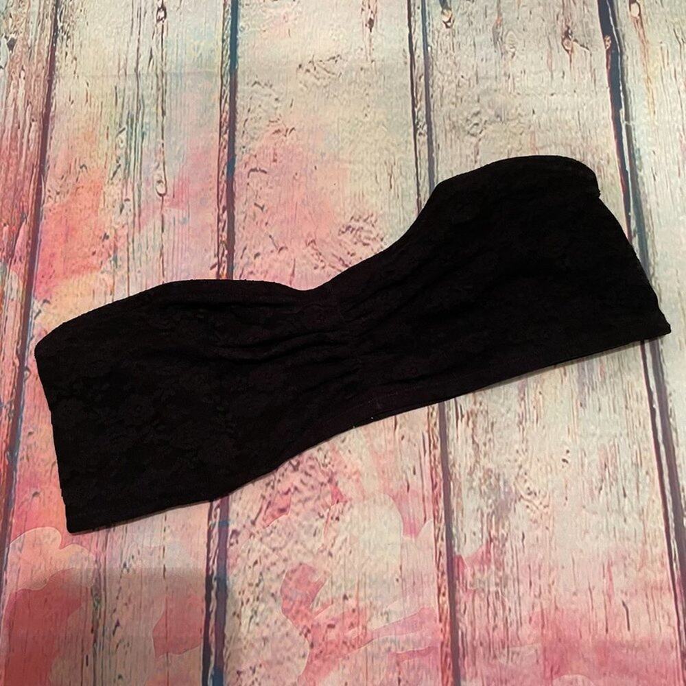 Victoria's Secret PINK Bralette Womens Medium Black Lace Bandeau Bralet Bra - Picture 3 of 7